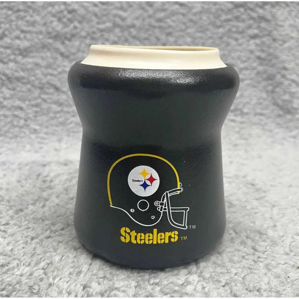 Pittsburgh Steelers‎ Beer Cooler Coozie Black Rubber Beverage Holder